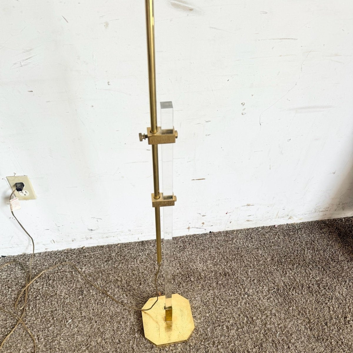 Regency Lucite and Gold Floor Lamp - Dolphin & Flamingo