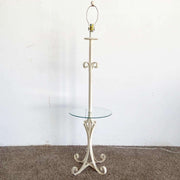 Regency Metal Floor Lamp Glass Table - Dolphin & Flamingo