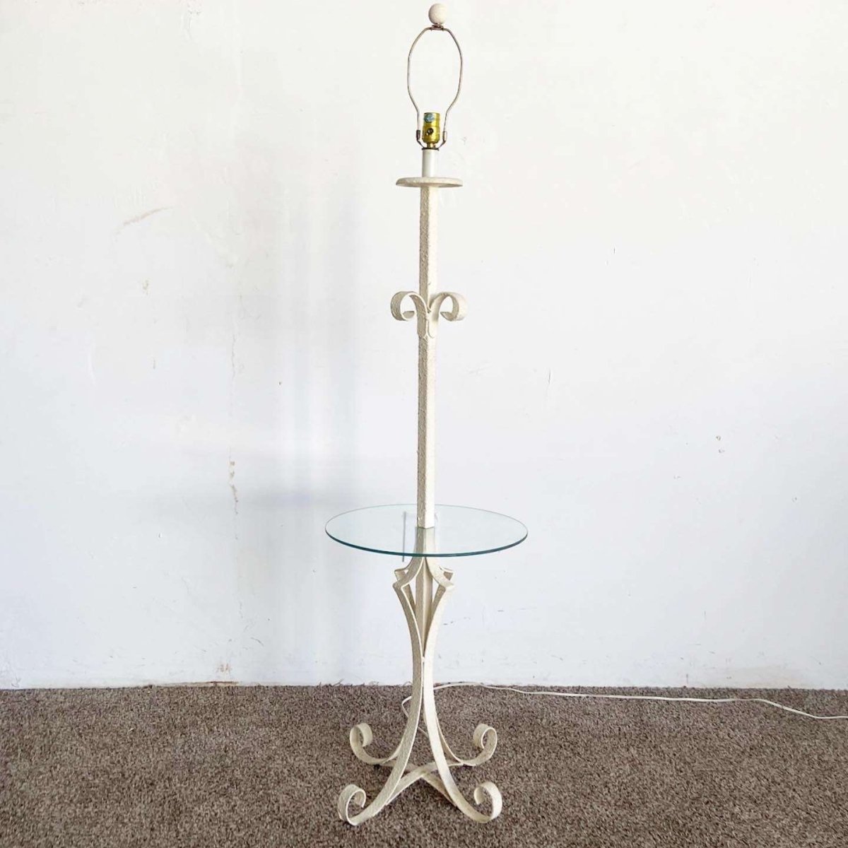 Regency Metal Floor Lamp Glass Table - Dolphin & Flamingo