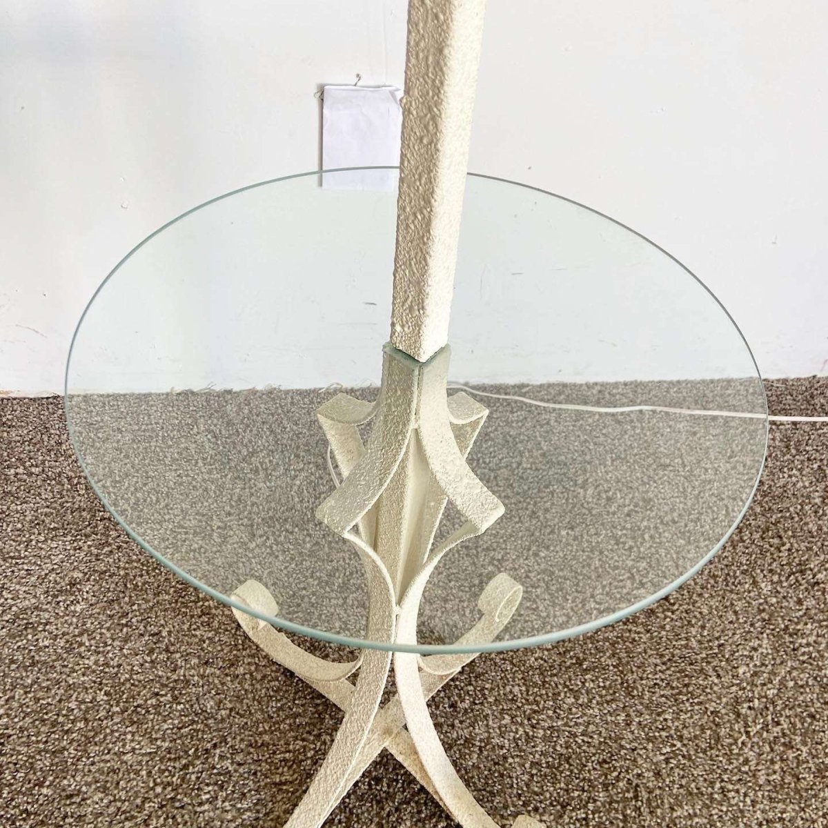 Regency Metal Floor Lamp Glass Table - Dolphin & Flamingo