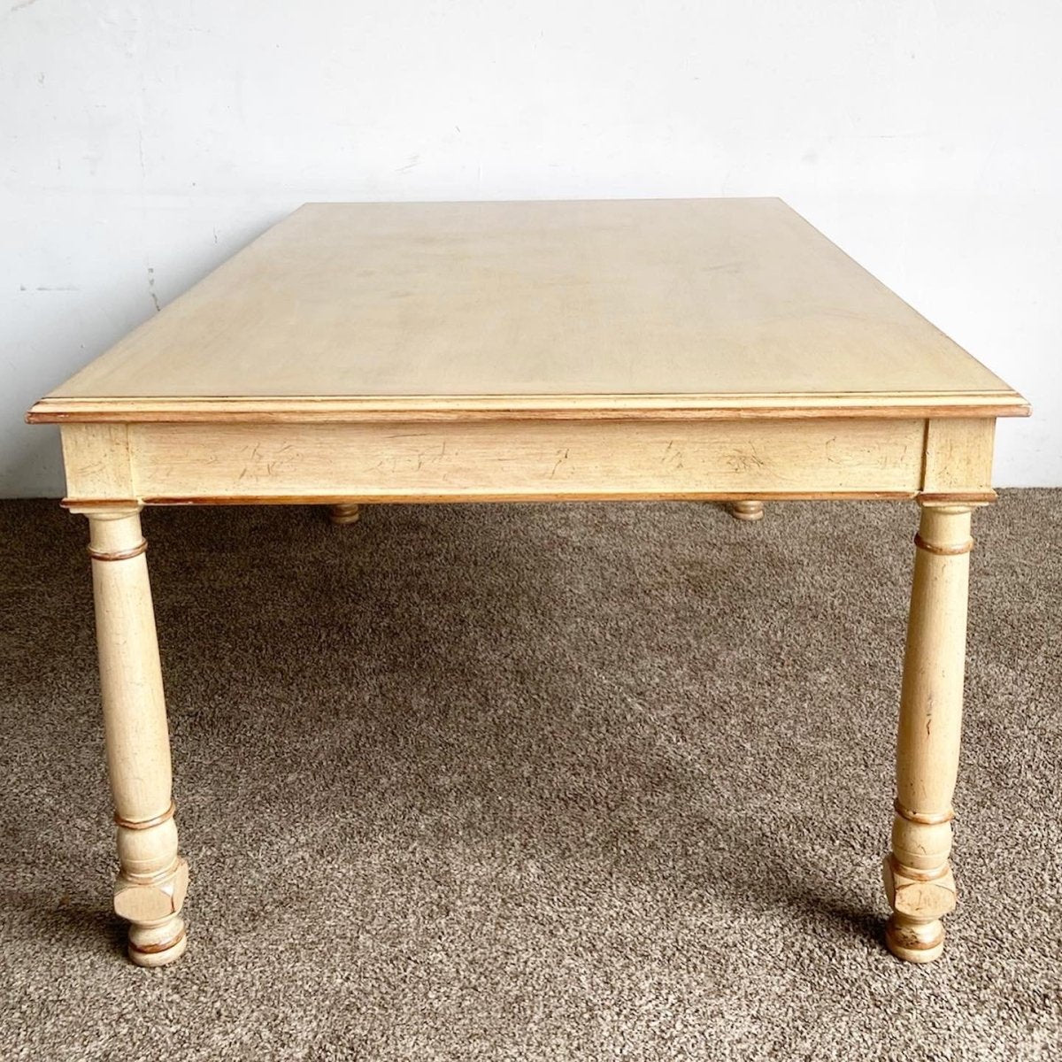 Rustic Regency Chic White Wash Wooden Dining Table - Dolphin & Flamingo