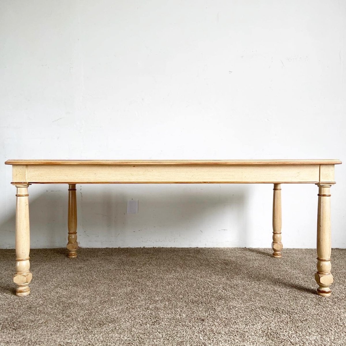 Rustic Regency Chic White Wash Wooden Dining Table - Dolphin & Flamingo