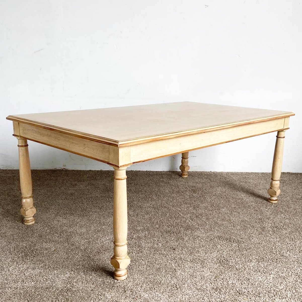 Rustic Regency Chic White Wash Wooden Dining Table - Dolphin & Flamingo