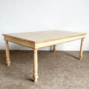 Rustic Regency Chic White Wash Wooden Dining Table - Dolphin & Flamingo