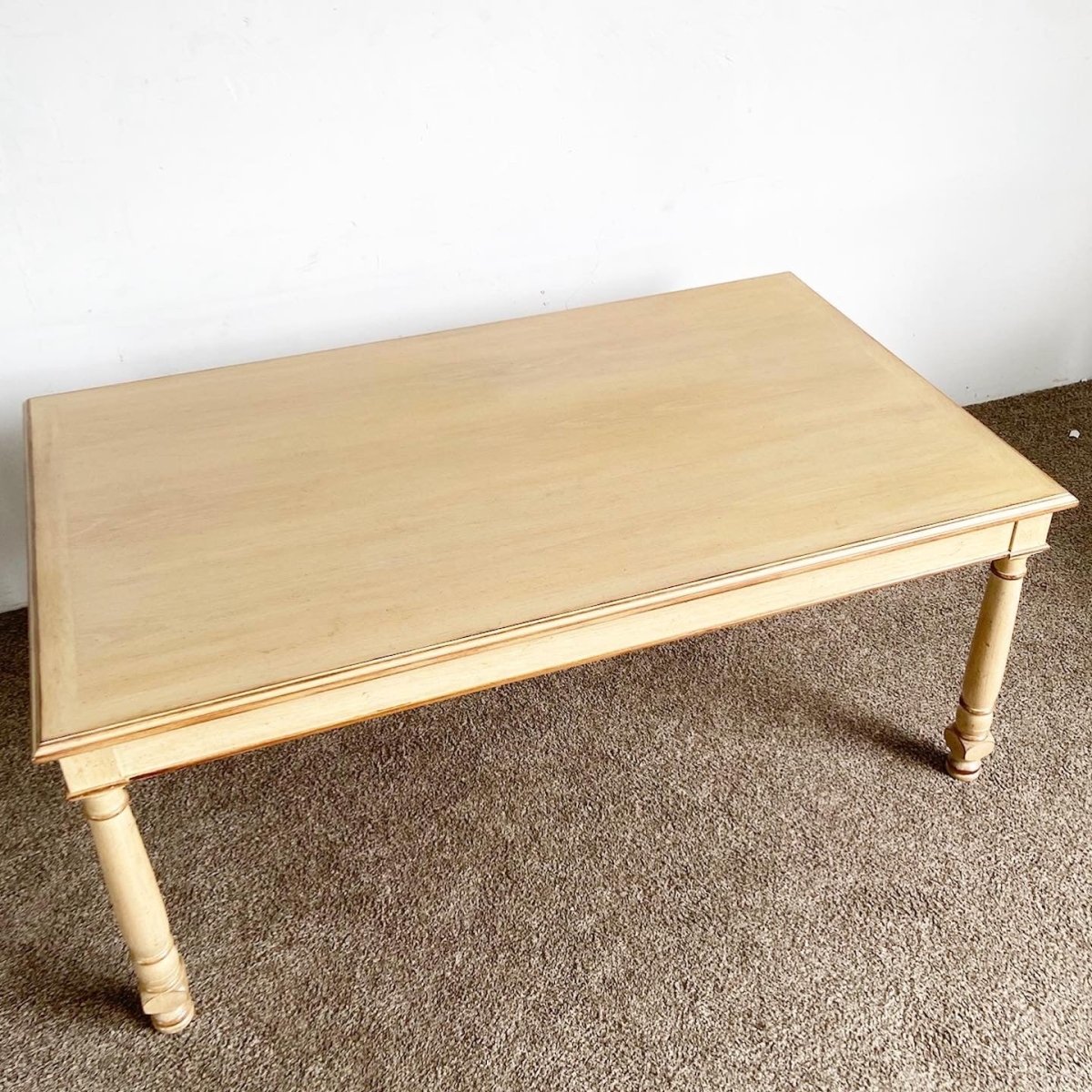 Rustic Regency Chic White Wash Wooden Dining Table - Dolphin & Flamingo
