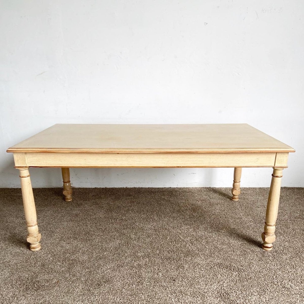 Rustic Regency Chic White Wash Wooden Dining Table - Dolphin & Flamingo