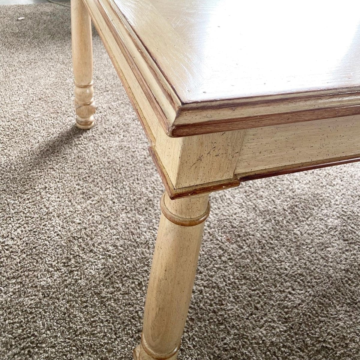 Rustic Regency Chic White Wash Wooden Dining Table - Dolphin & Flamingo