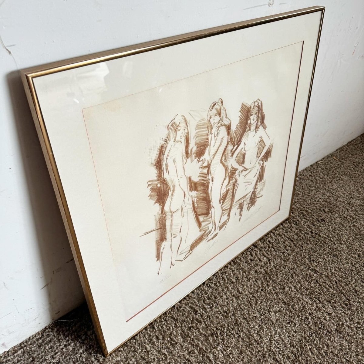 Signed and Numbered Lithograph “Bathers” by Jan De Ruth - Dolphin & Flamingo