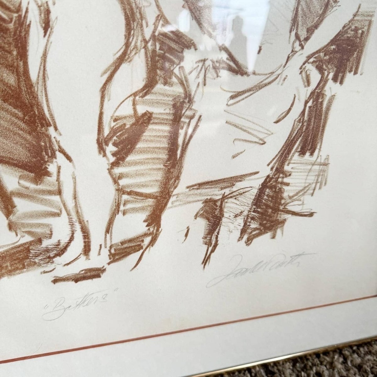 Signed and Numbered Lithograph “Bathers” by Jan De Ruth - Dolphin & Flamingo