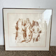 Signed and Numbered Lithograph “Bathers” by Jan De Ruth - Dolphin & Flamingo