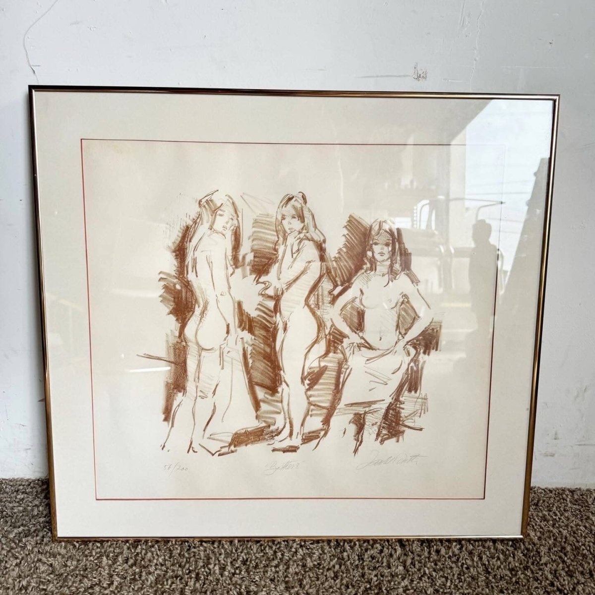 Signed and Numbered Lithograph “Bathers” by Jan De Ruth - Dolphin & Flamingo
