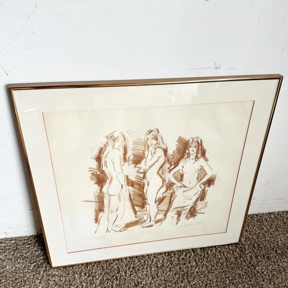 Signed and Numbered Lithograph “Bathers” by Jan De Ruth - Dolphin & Flamingo