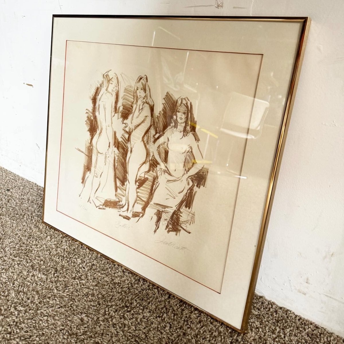 Signed and Numbered Lithograph “Bathers” by Jan De Ruth - Dolphin & Flamingo