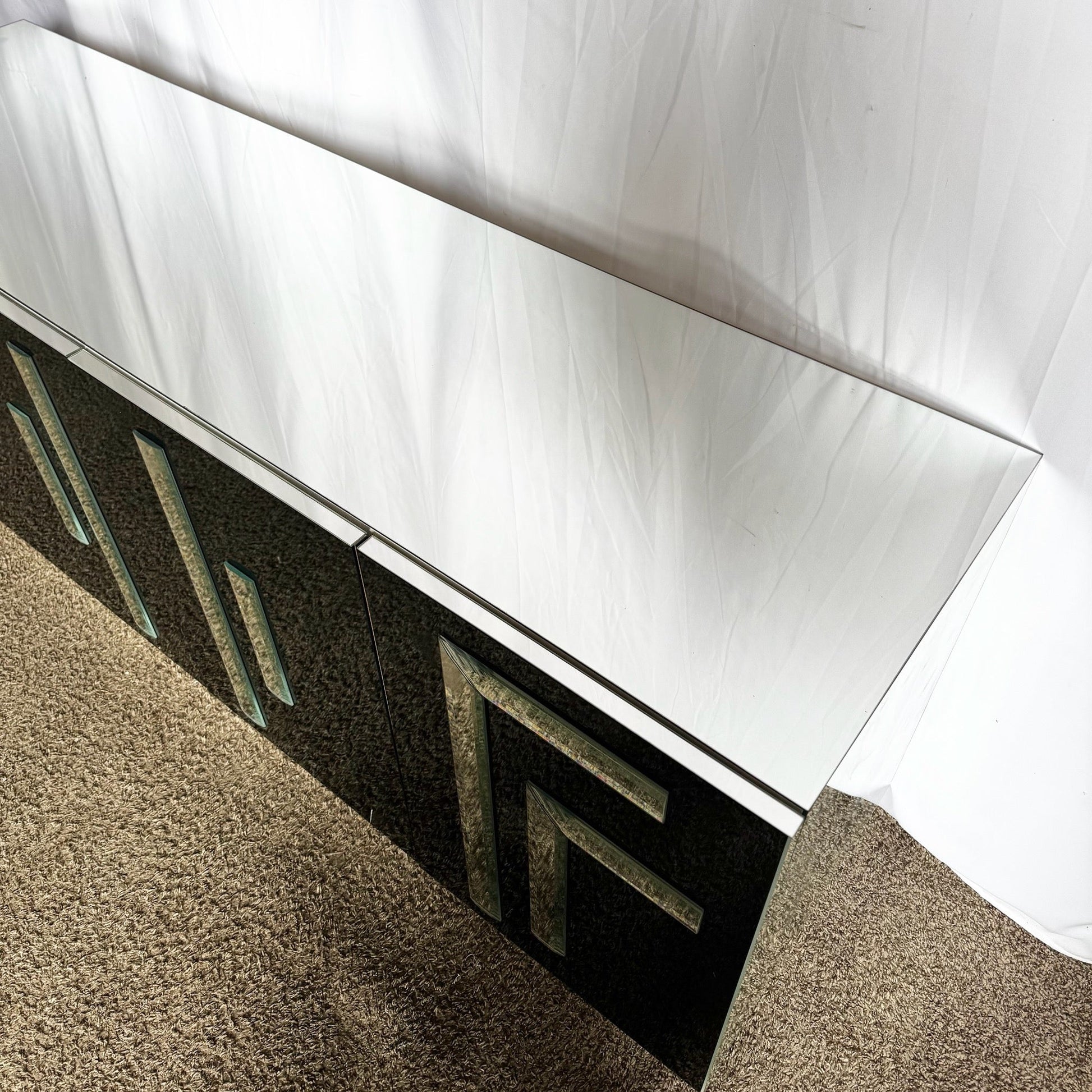 Vintage Art Deco Smoked Mirrored and Mirrored Credenza - Dolphin & Flamingo