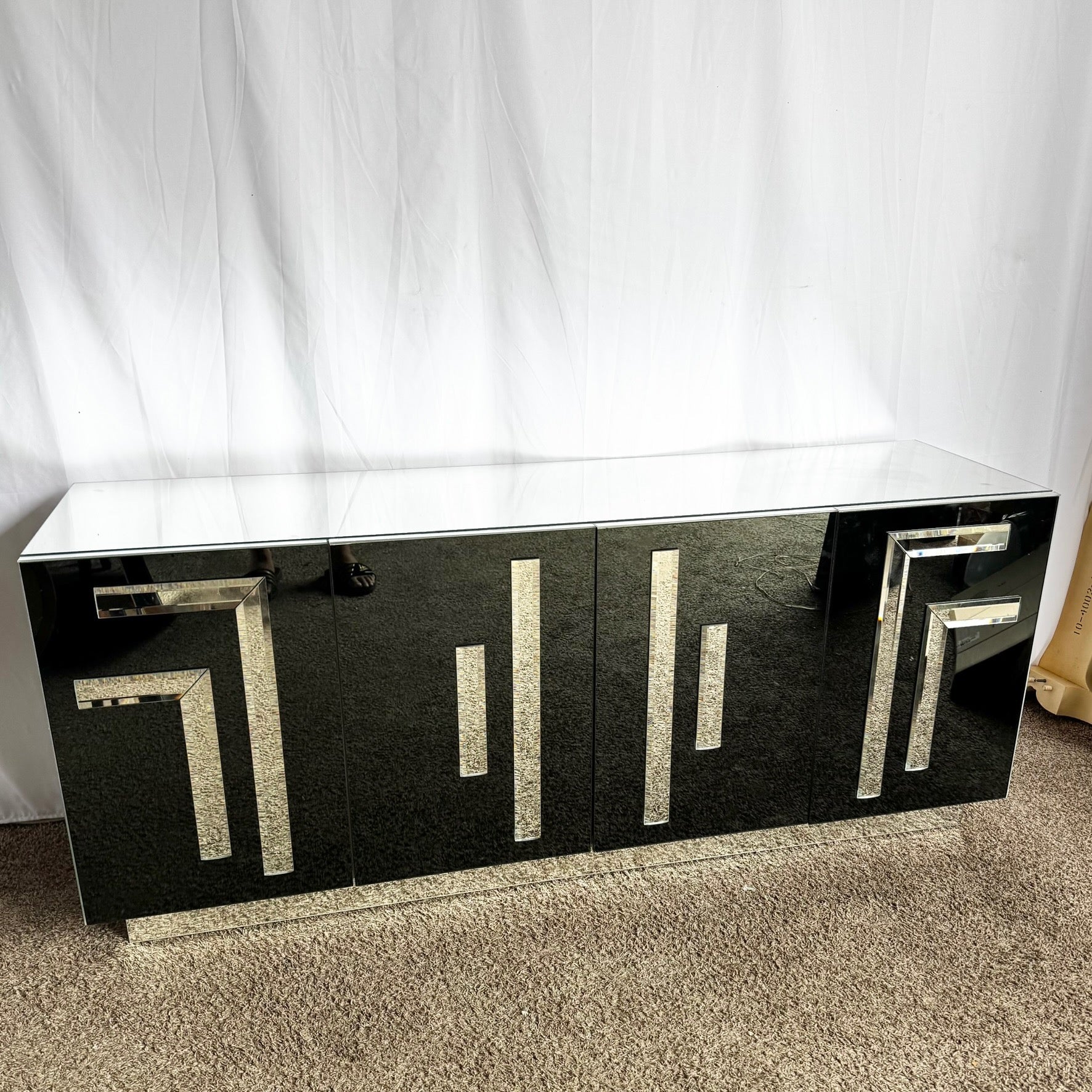 Vintage Art Deco Smoked Mirrored and Mirrored Credenza - Dolphin & Flamingo