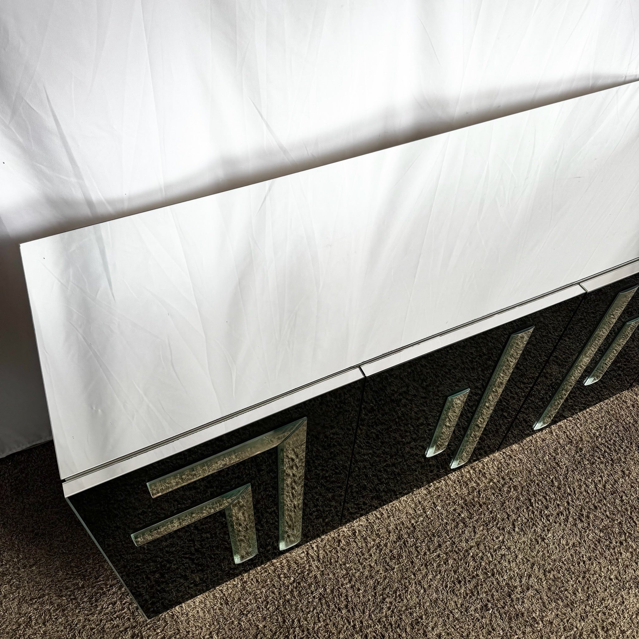 Vintage Art Deco Smoked Mirrored and Mirrored Credenza - Dolphin & Flamingo