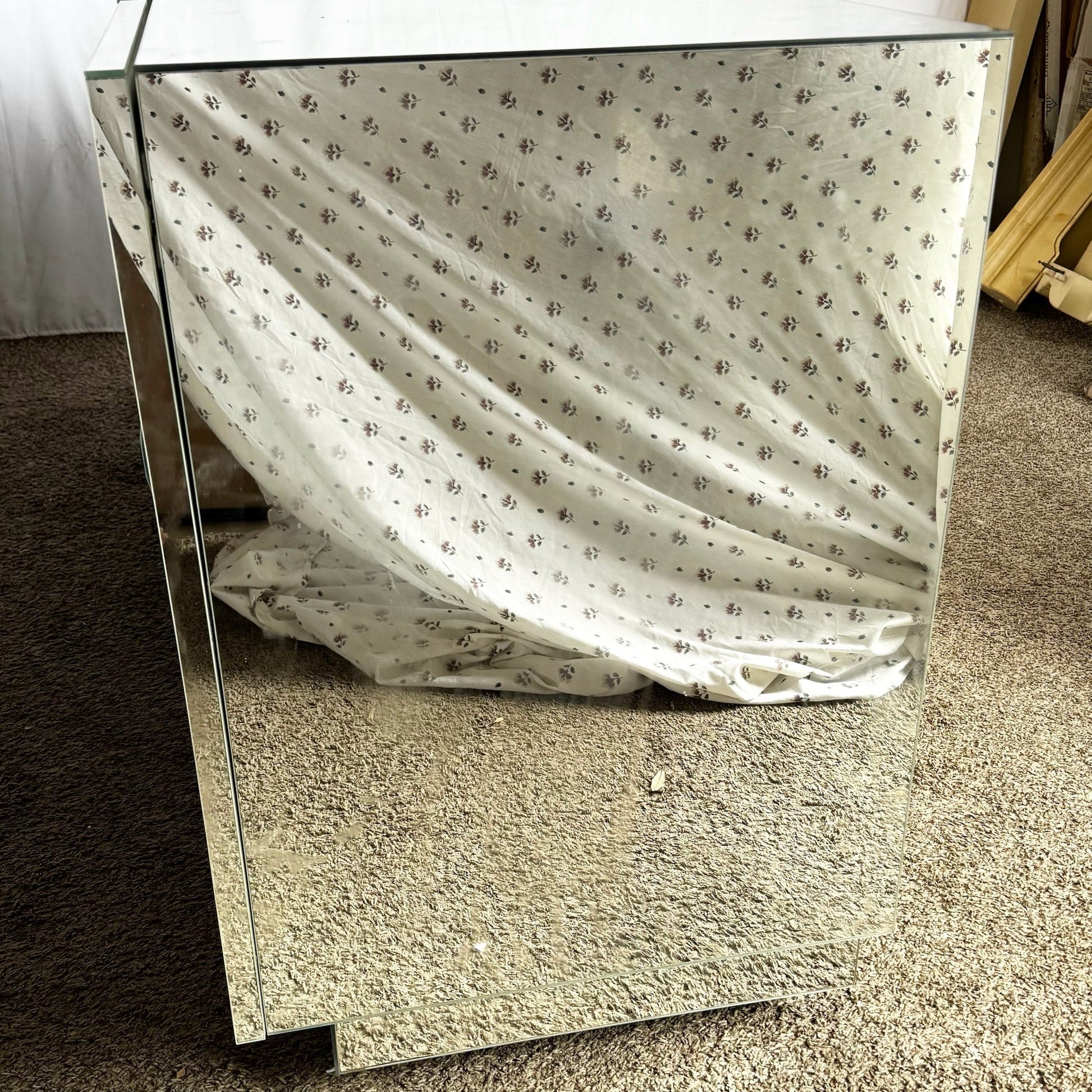 Vintage Art Deco Smoked Mirrored and Mirrored Credenza - Dolphin & Flamingo