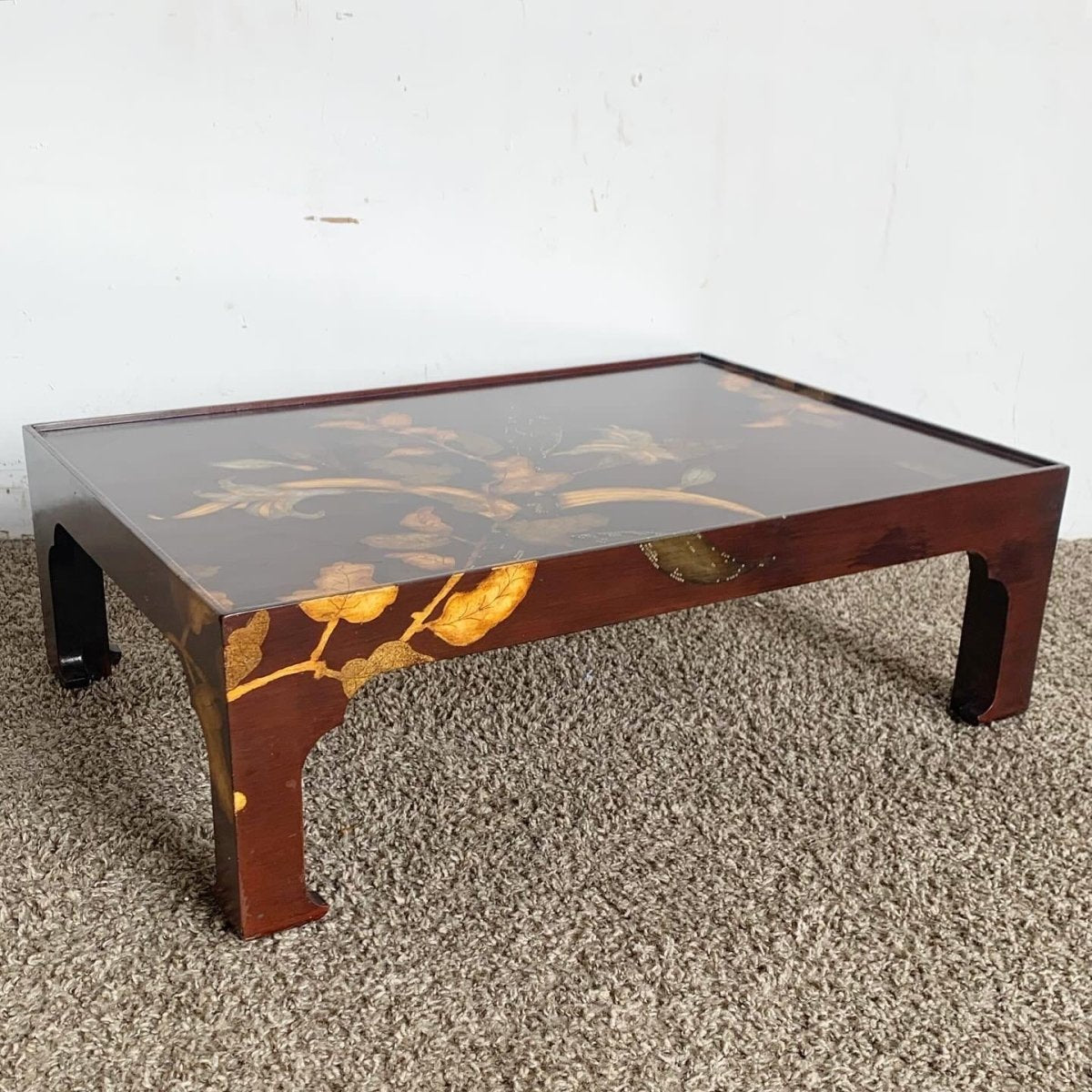 Vintage Asian Wooden Inlaid Asian Prayer Table - Dolphin & Flamingo