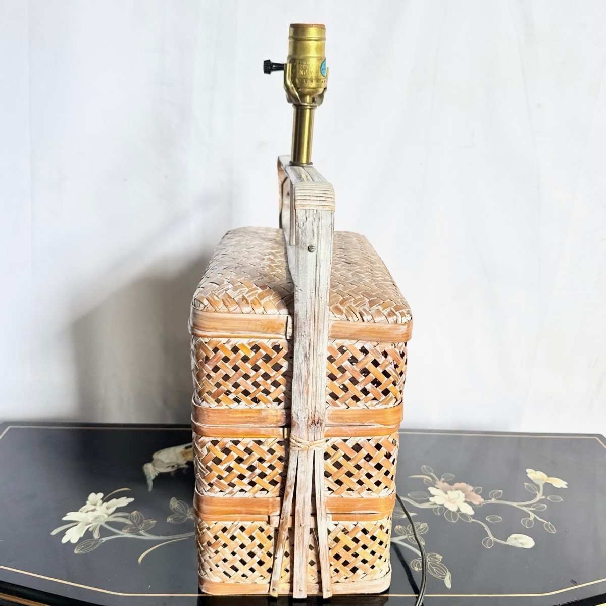Vintage Asian Woven Basket Basket Table Lamp - Dolphin & Flamingo