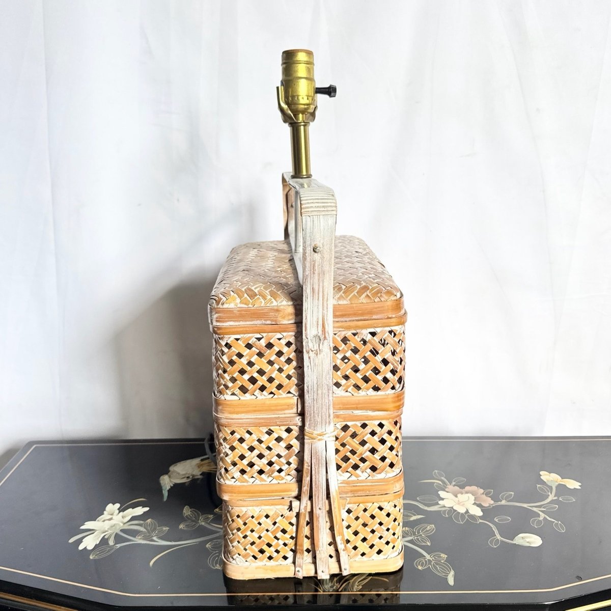 Vintage Asian Woven Basket Basket Table Lamp - Dolphin & Flamingo