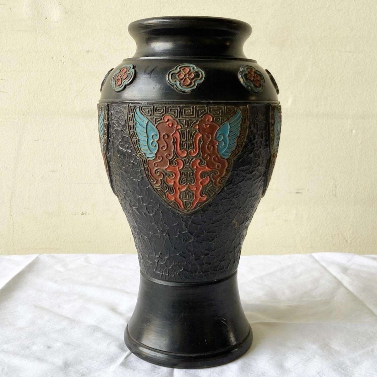 Vintage Black Japanese Tokanabe Pottery Vase – Dolphin