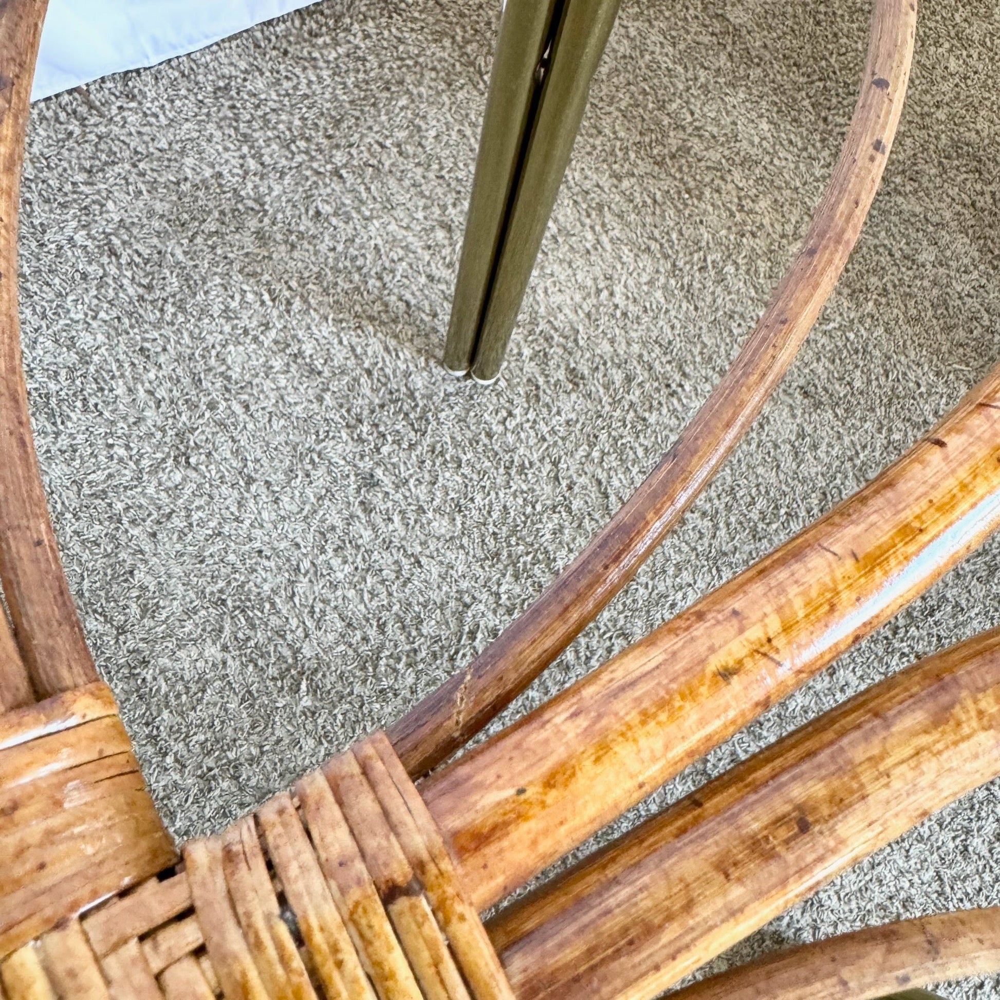 Vintage Boho Gold and Rattan Glass Top Dining Table - Dolphin & Flamingo