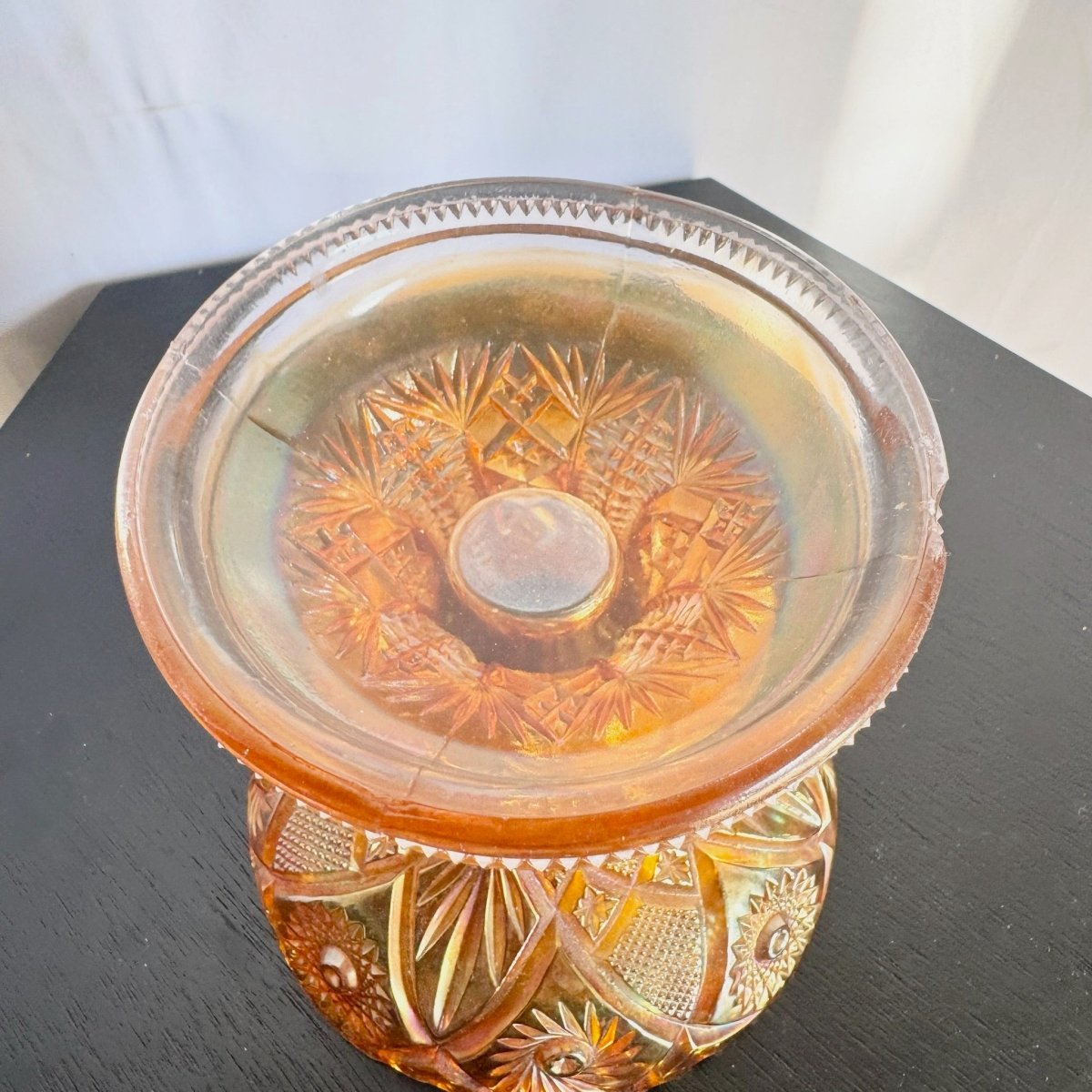 Vintage Imperial Marigold Carnival Glass Candy Dish - Dolphin & Flamingo