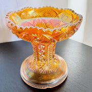 Vintage Imperial Marigold Carnival Glass Candy Dish - Dolphin & Flamingo