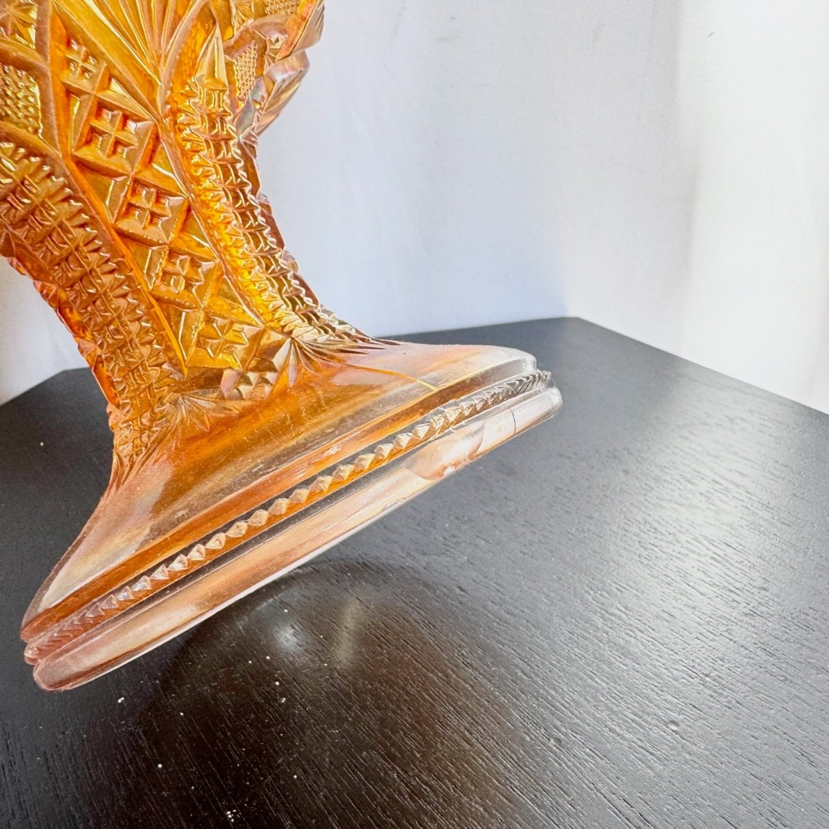 Vintage Imperial Marigold Carnival Glass Candy Dish - Dolphin & Flamingo