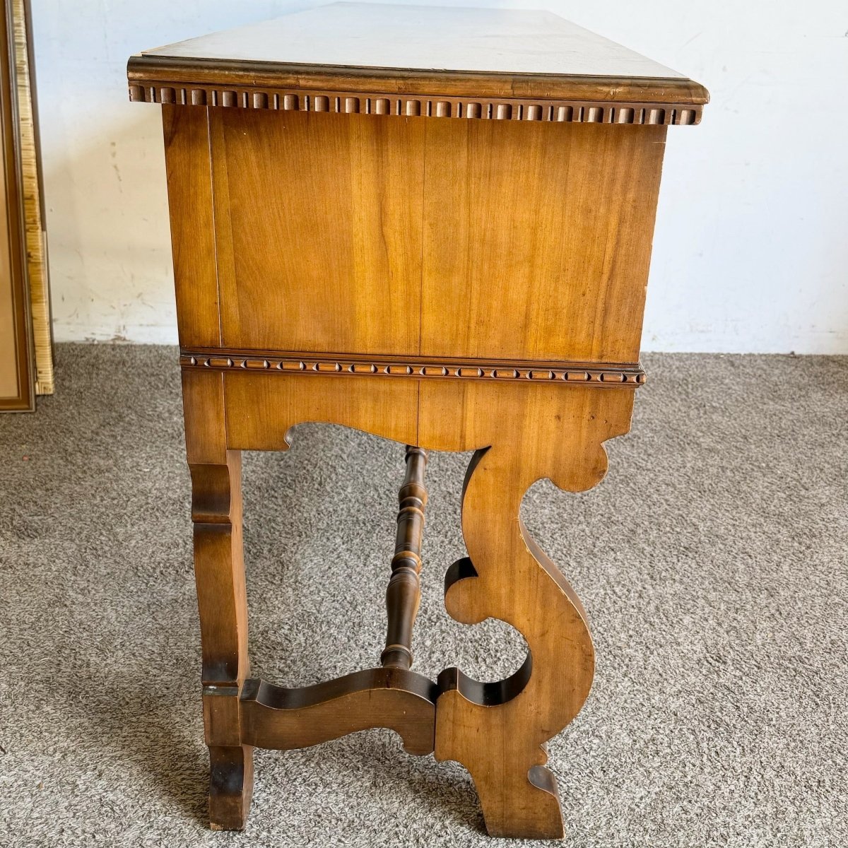 Vintage Jacobean Style Burl and Walnut Server/Sideboard - Dolphin & Flamingo