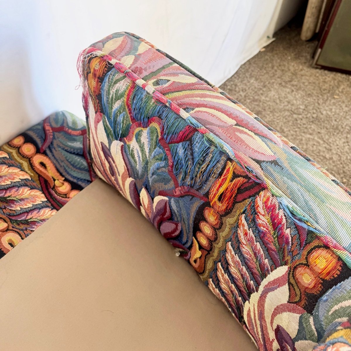 Vintage Needlepoint Swivel Rocking Lounge Chairs - A Pair - Dolphin & Flamingo