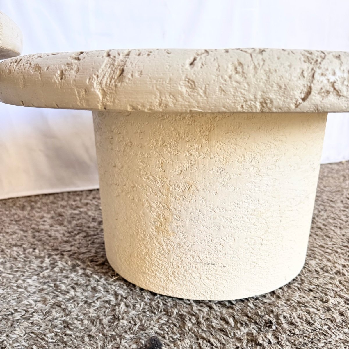 Vintage Postmodern Faux Coquina Nesting Tables - Set of 3 - Dolphin & Flamingo