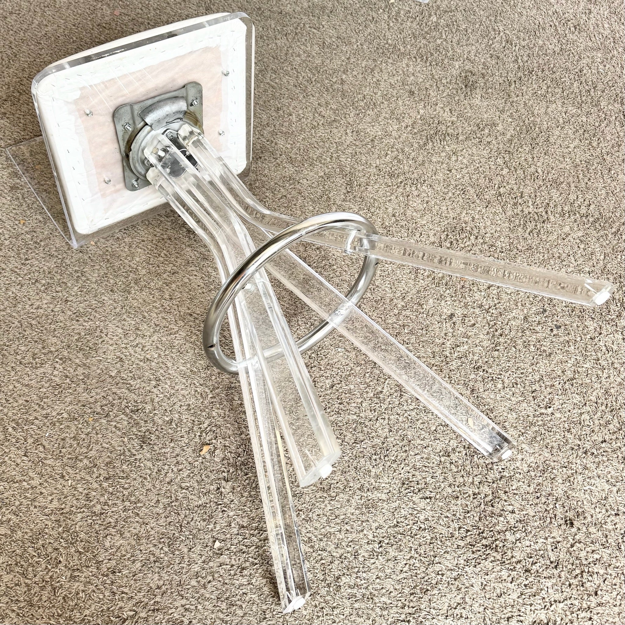 Vintage Postmodern Lucite and Chrome Stools - Set of 3 - Dolphin & Flamingo