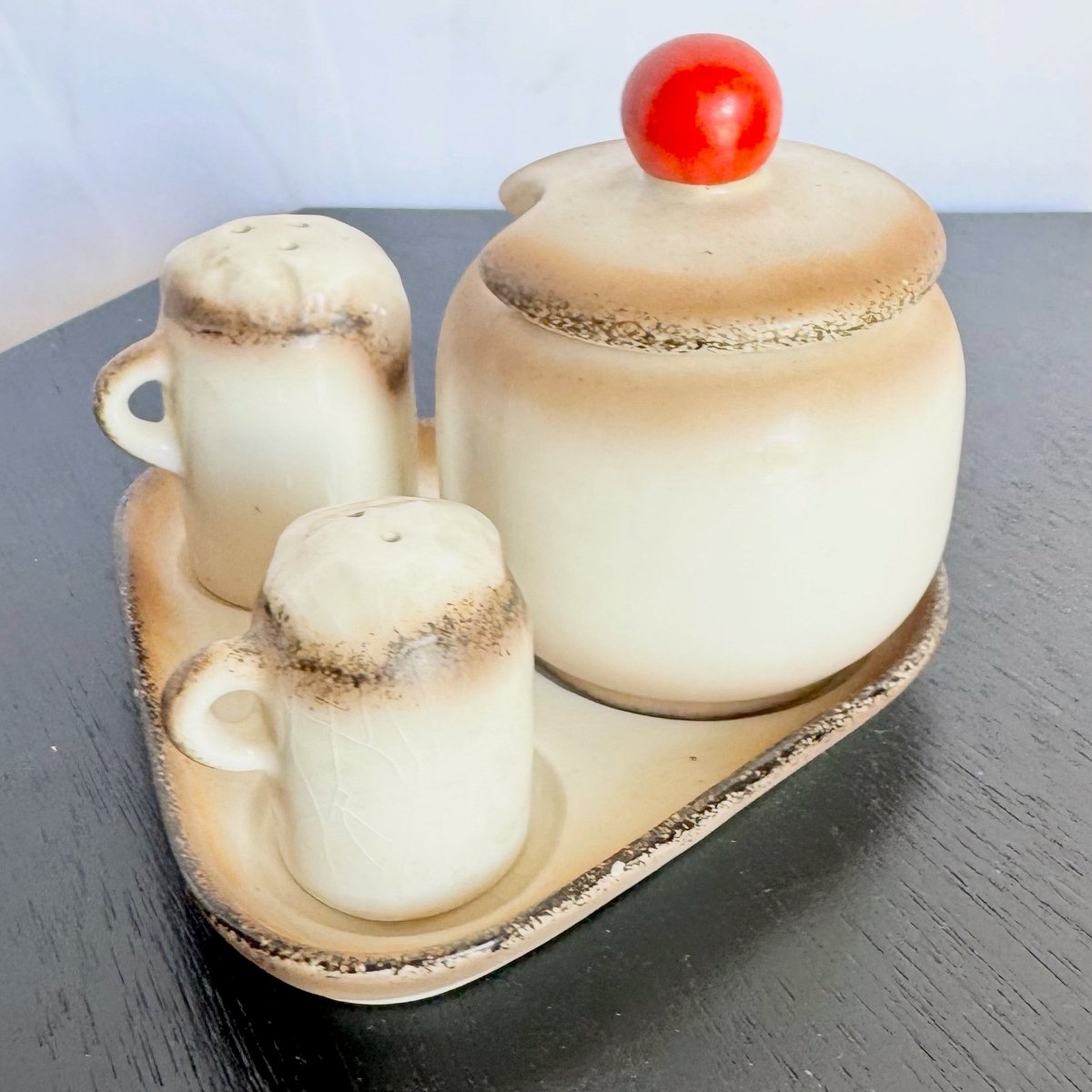 Vintage William Goebel Condiment Set From Germany - 4 Pieces - Dolphin & Flamingo