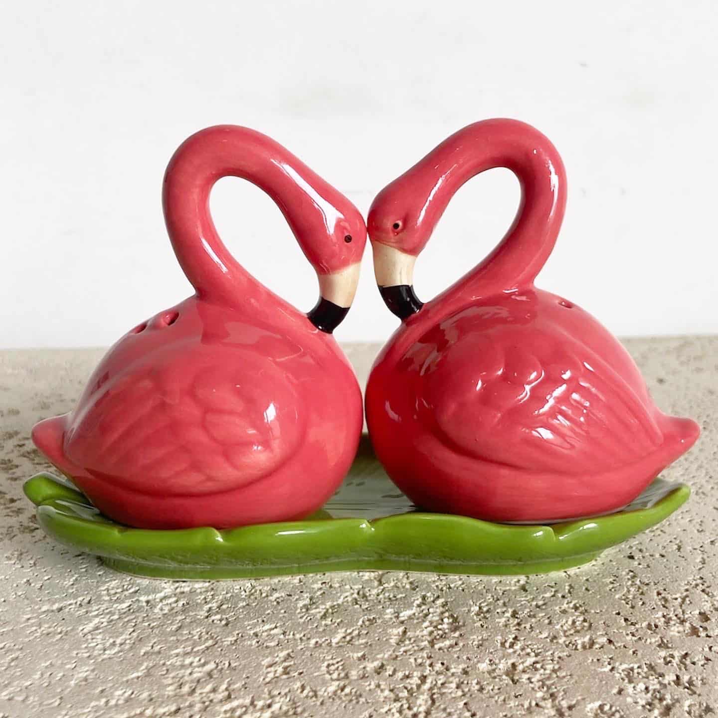 Boho Chic Ceramic Flamingo Salt and Pepper Shaker Set - 3 Pieces