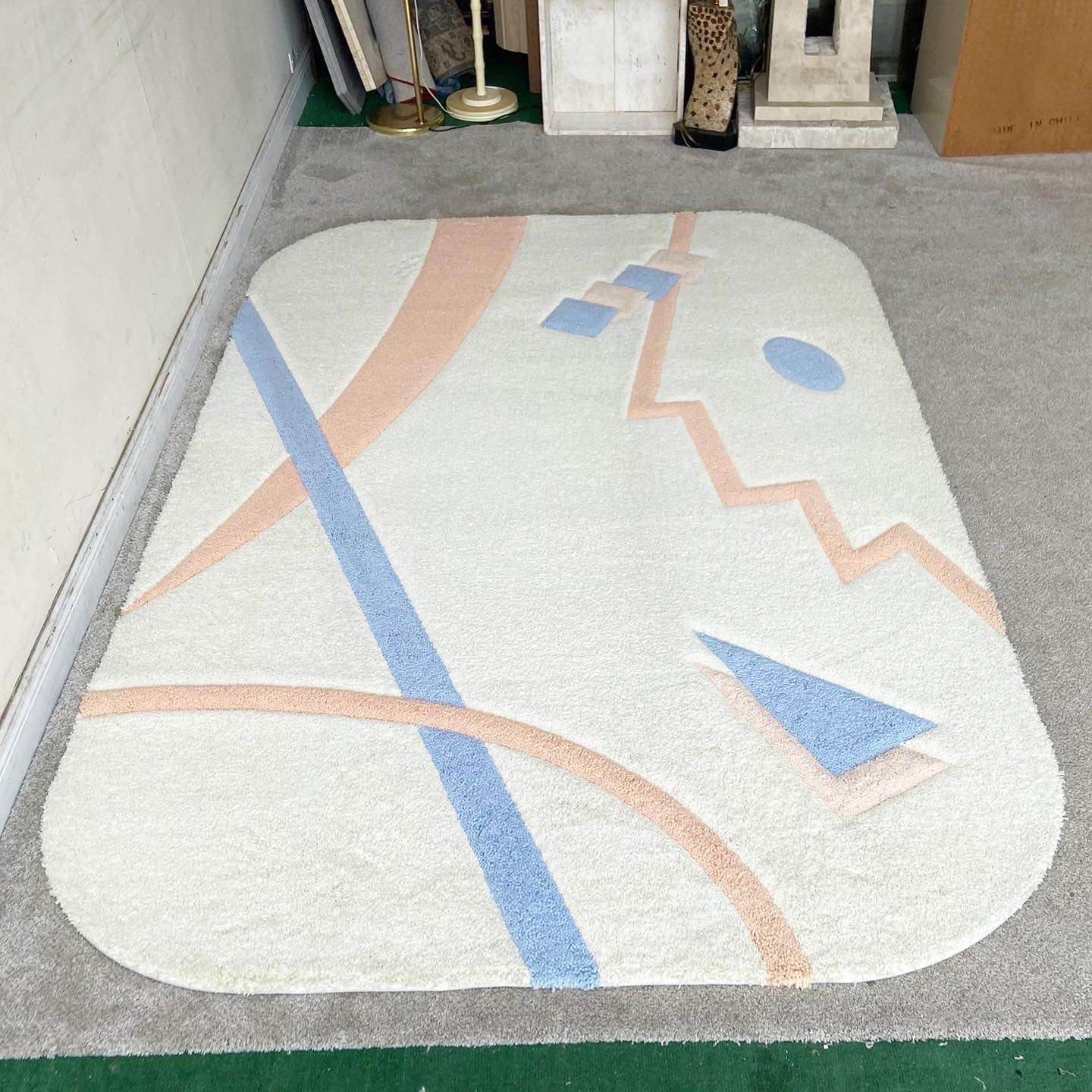 Memphis Cream, Orange and Blue Area Rug