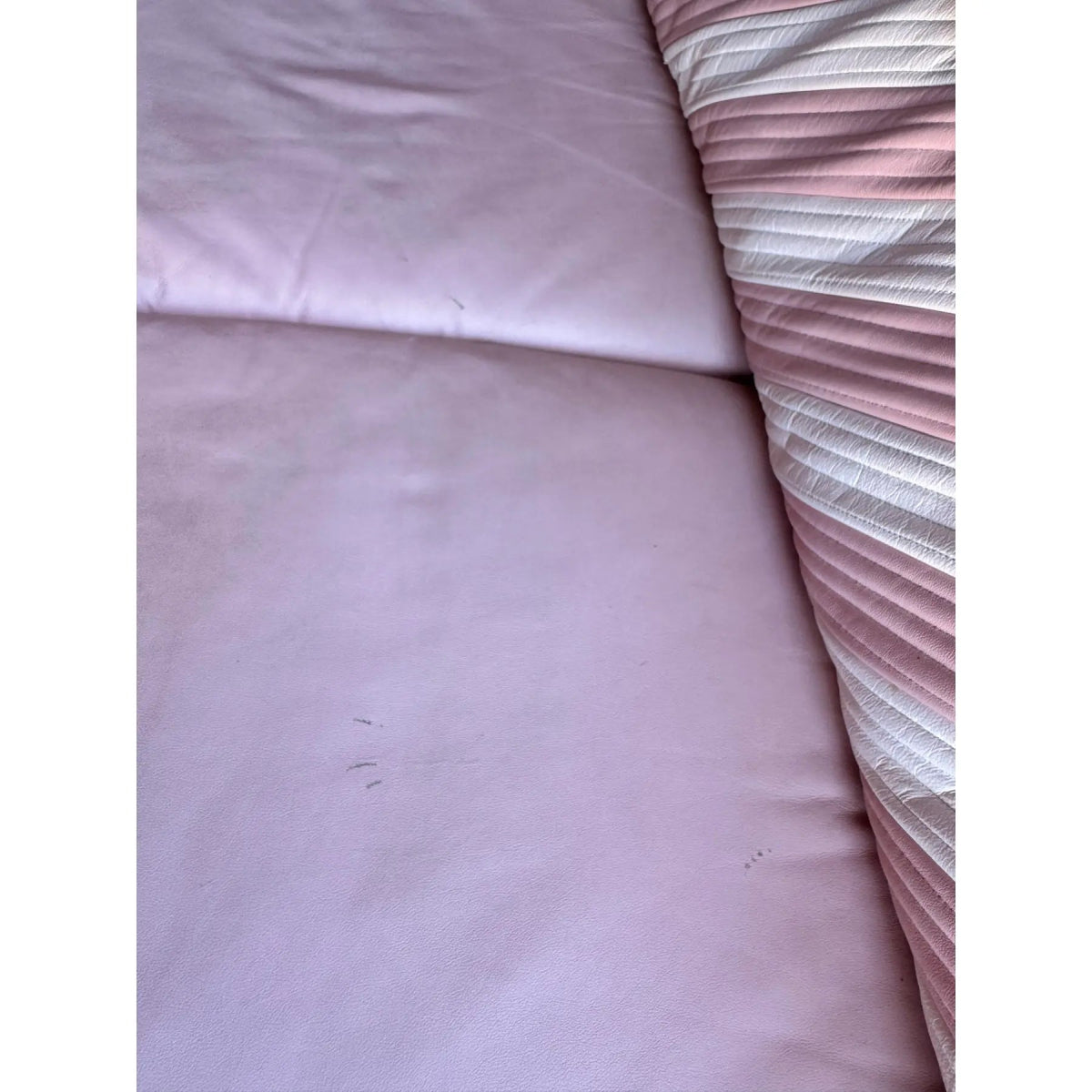 1980s Pink Candy Cane Pink and White Faux Leather Sofa Set - 3 Pieces - Dolphin & Flamingo