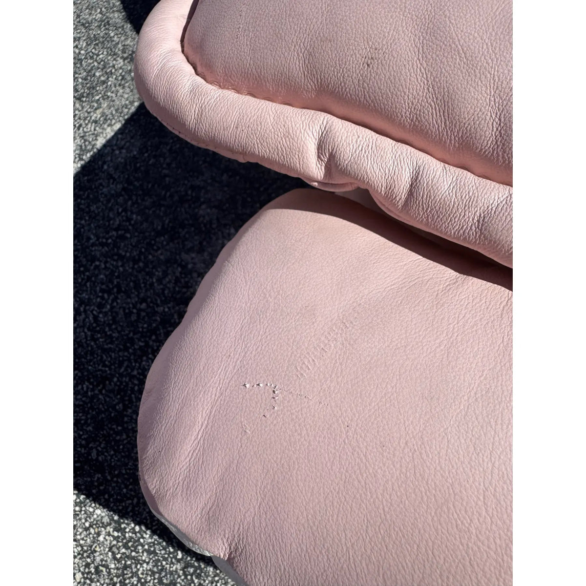 1980s Pink Candy Cane Pink and White Faux Leather Sofa Set - 3 Pieces - Dolphin & Flamingo