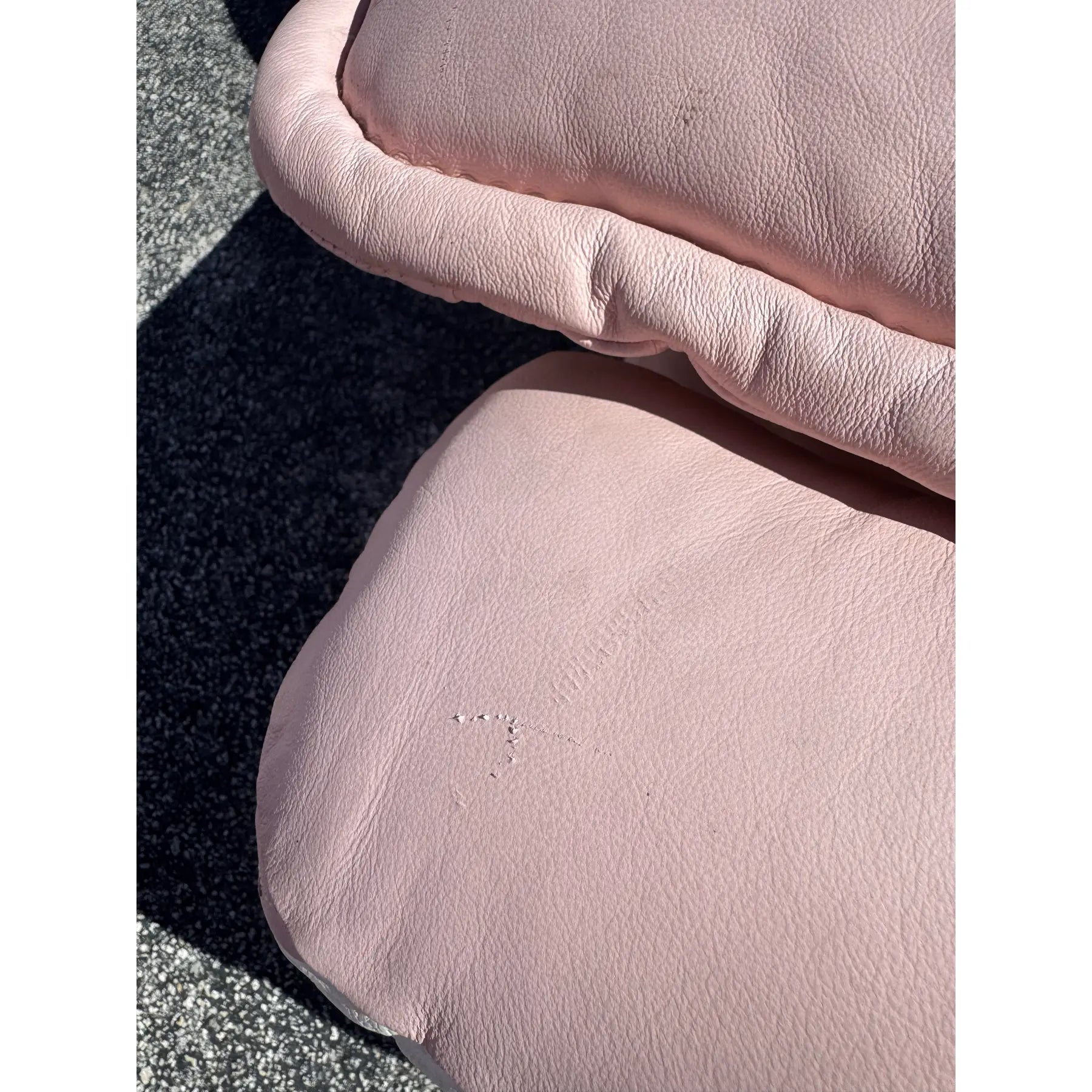 1980s Pink Candy Cane Pink and White Faux Leather Sofa Set - 3 Pieces