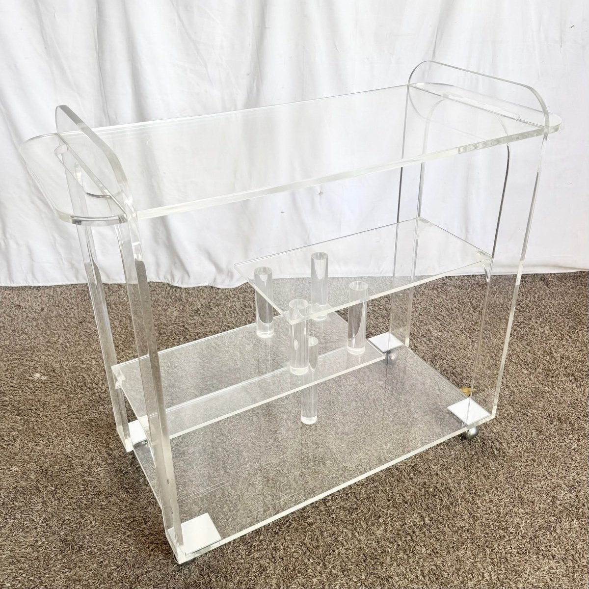 1980s Postmodern Lucite Bar Cart - Dolphin & Flamingo