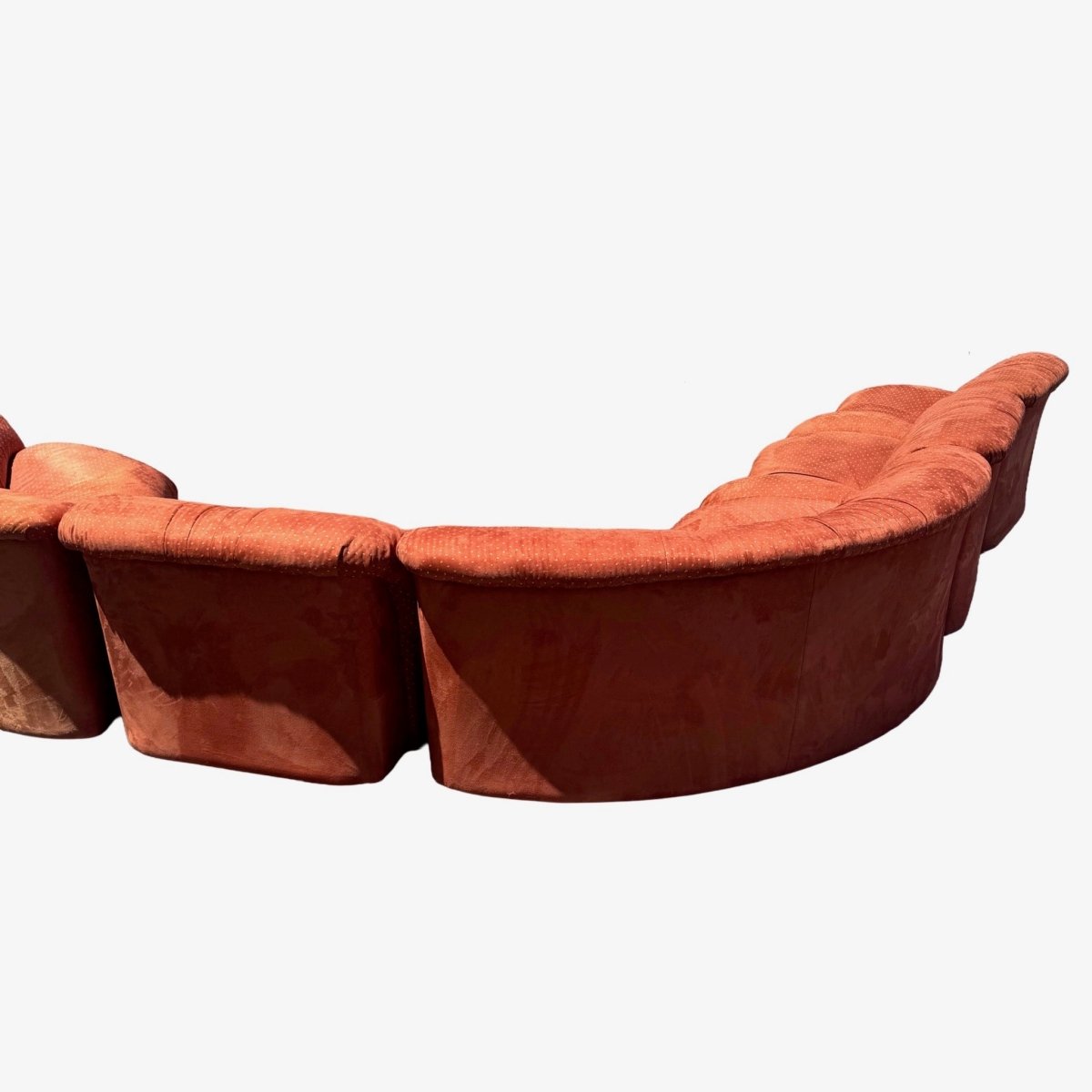 1980s Vintage Postmodern Burnt Orange Sculpted Modular Sectional Sofa - 5 Pieces - Dolphin & Flamingo