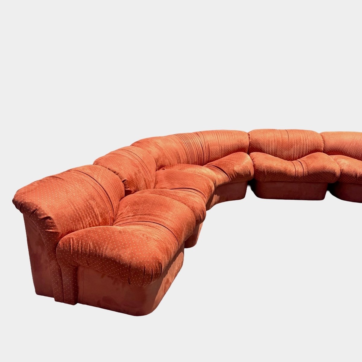1980s Vintage Postmodern Burnt Orange Sculpted Modular Sectional Sofa - 5 Pieces - Dolphin & Flamingo