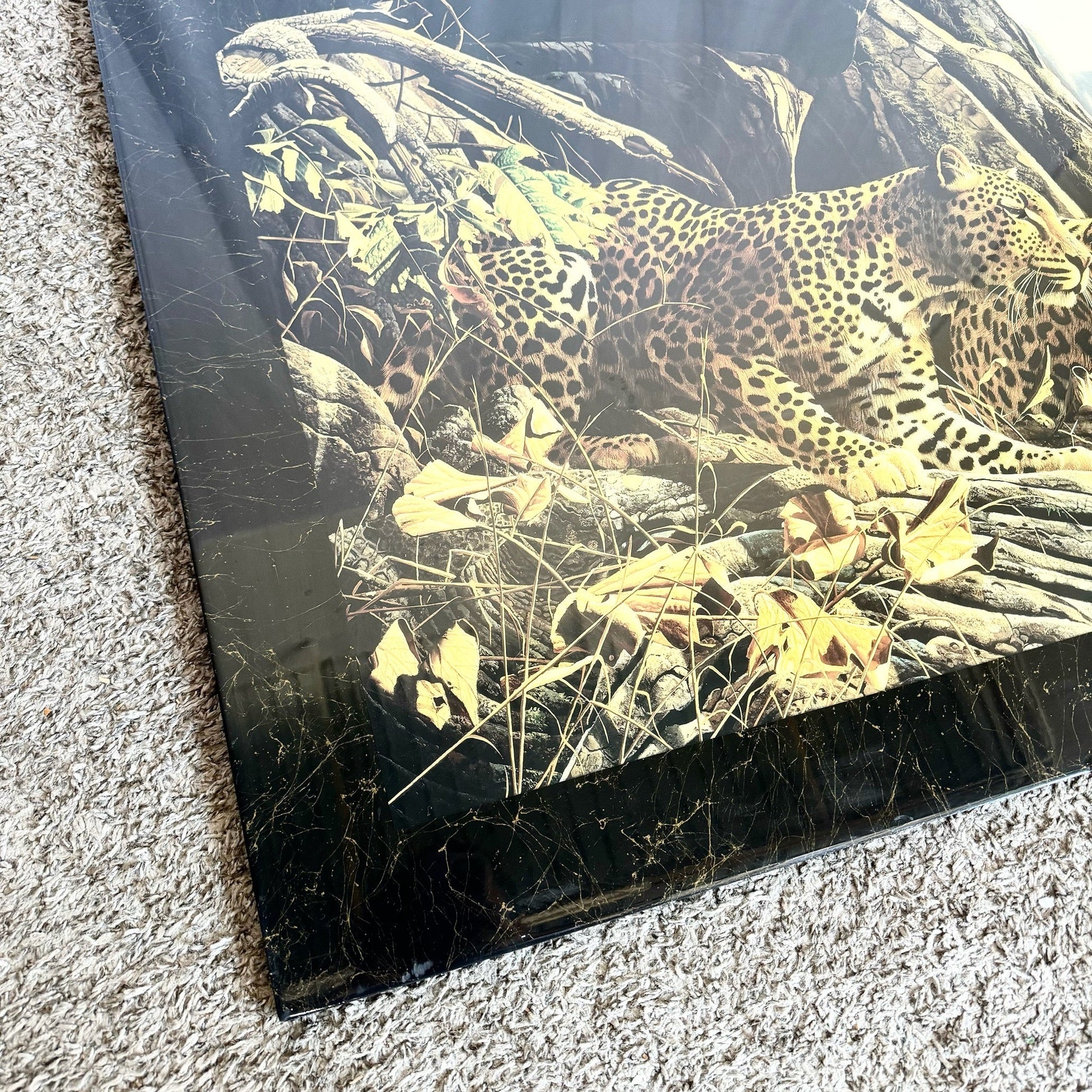 1990s “Leopard Sentry” Epoxied Print by Craig Bone - Dolphin & Flamingo
