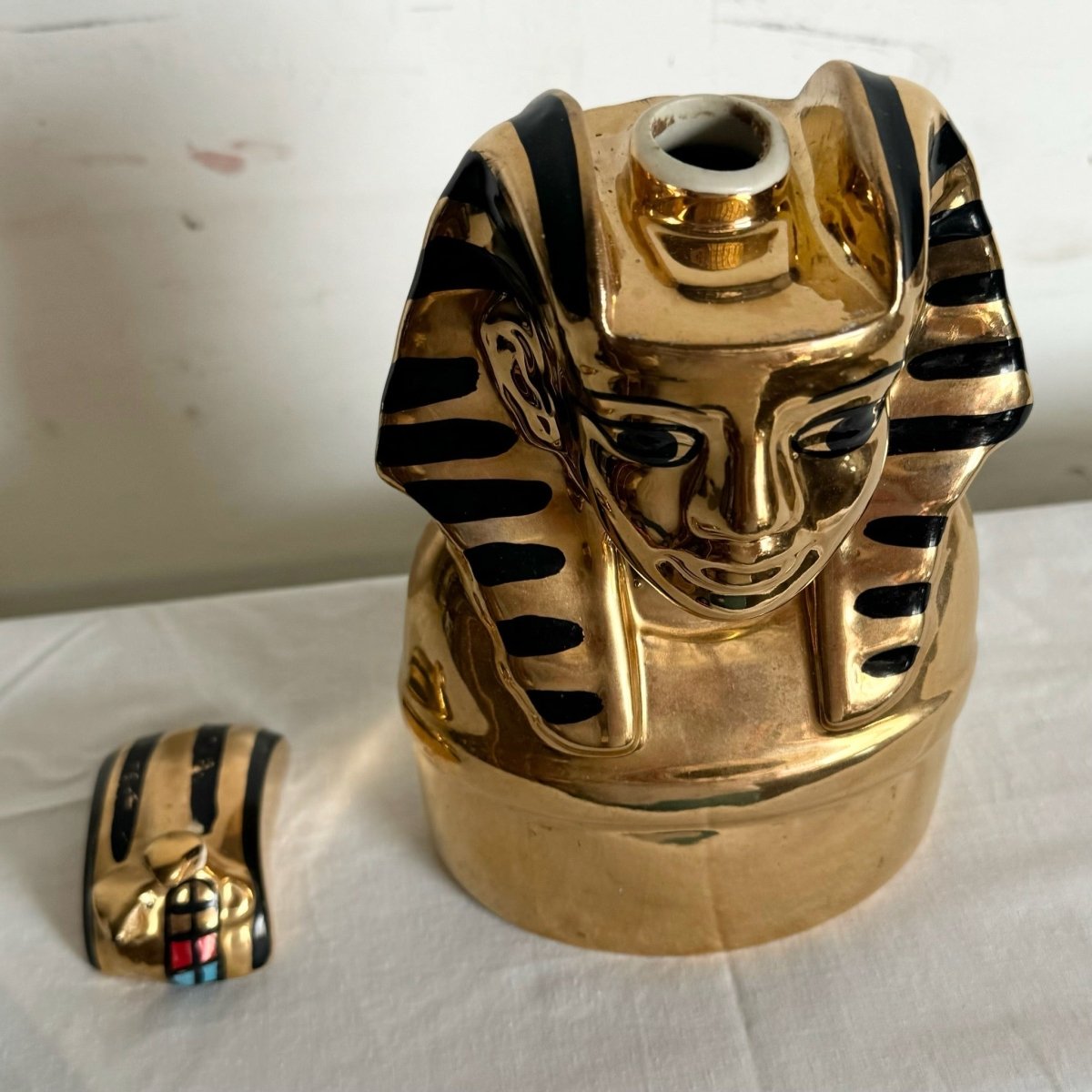 23 Kt Gold Pharaoh Bottle Container - Michter’s King Tutankhamun Bottle 1978 - Dolphin & Flamingo