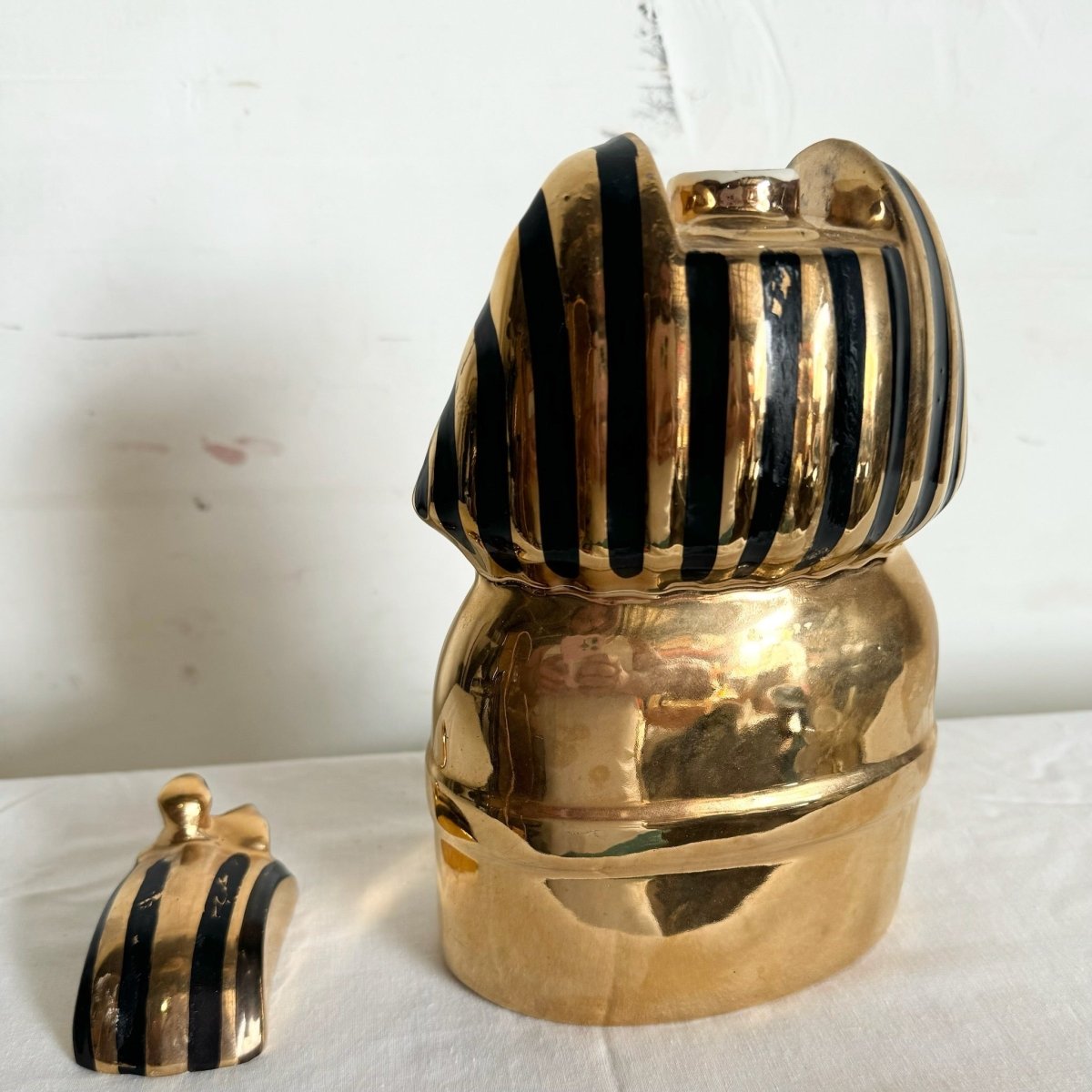23 Kt Gold Pharaoh Bottle Container - Michter’s King Tutankhamun Bottle 1978 - Dolphin & Flamingo