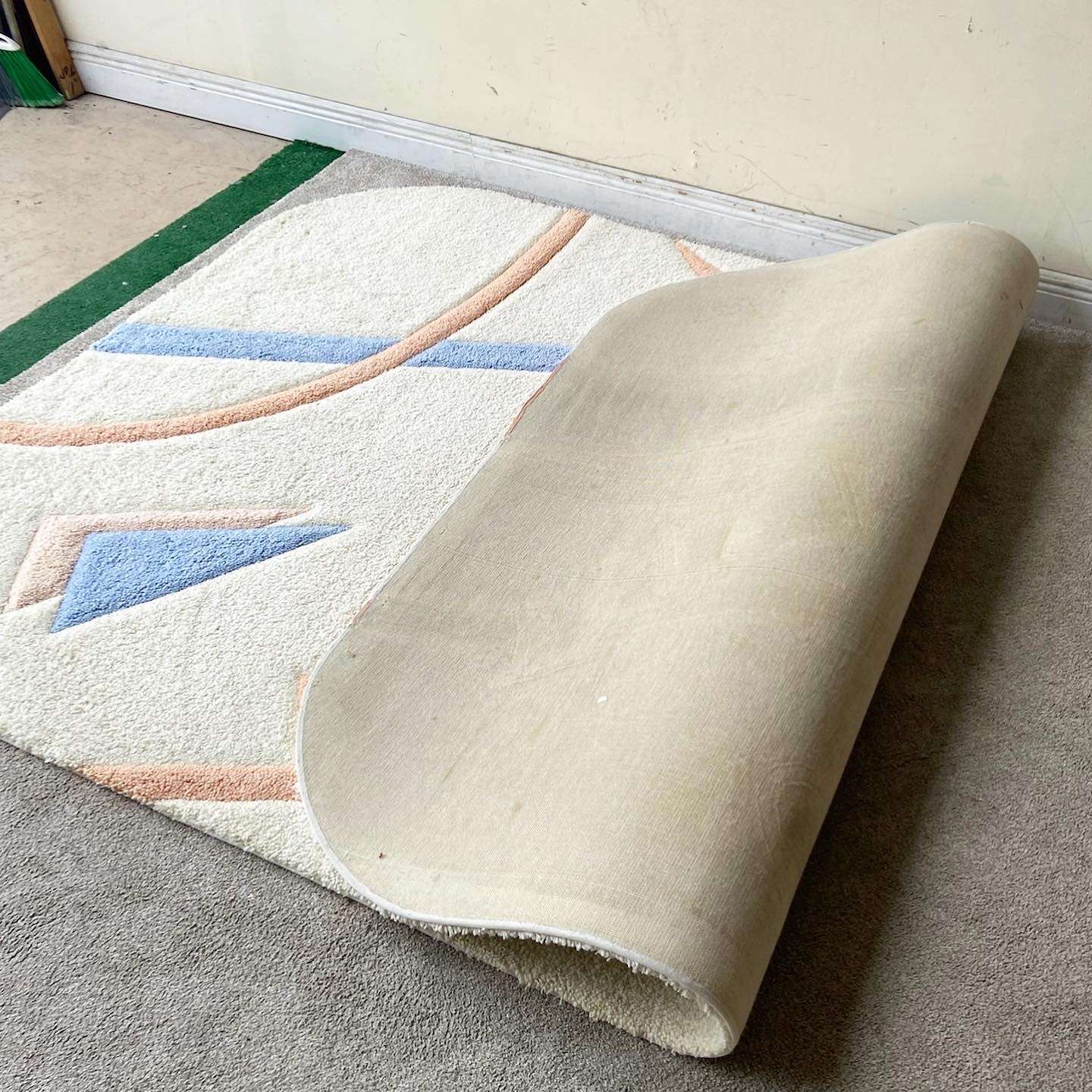 Memphis Cream, Orange and Blue Area Rug