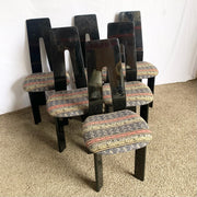 Postmodern Black Lacquered Sculpted Dining Chairs - Set of 6