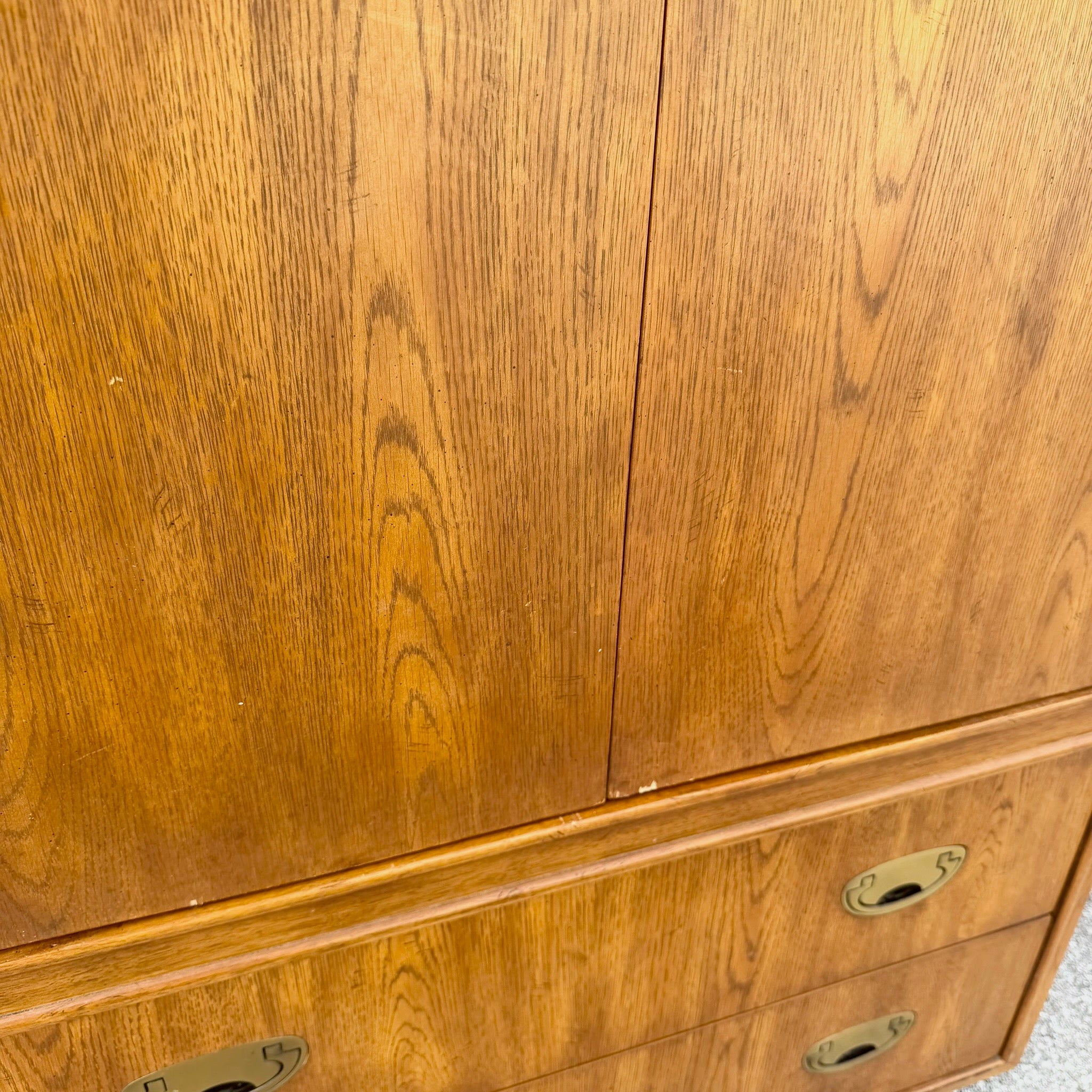 Drexel “Passages” Campaign Style Armoire Dolphin & Flamingo