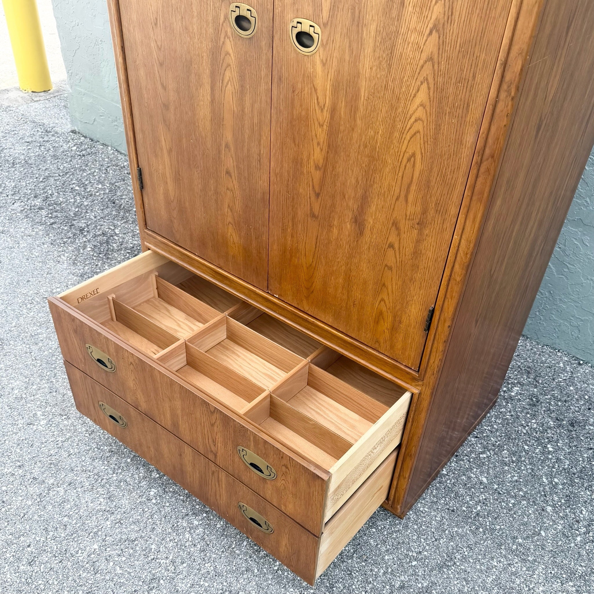 Drexel “Passages” Campaign Style Armoire Dolphin & Flamingo