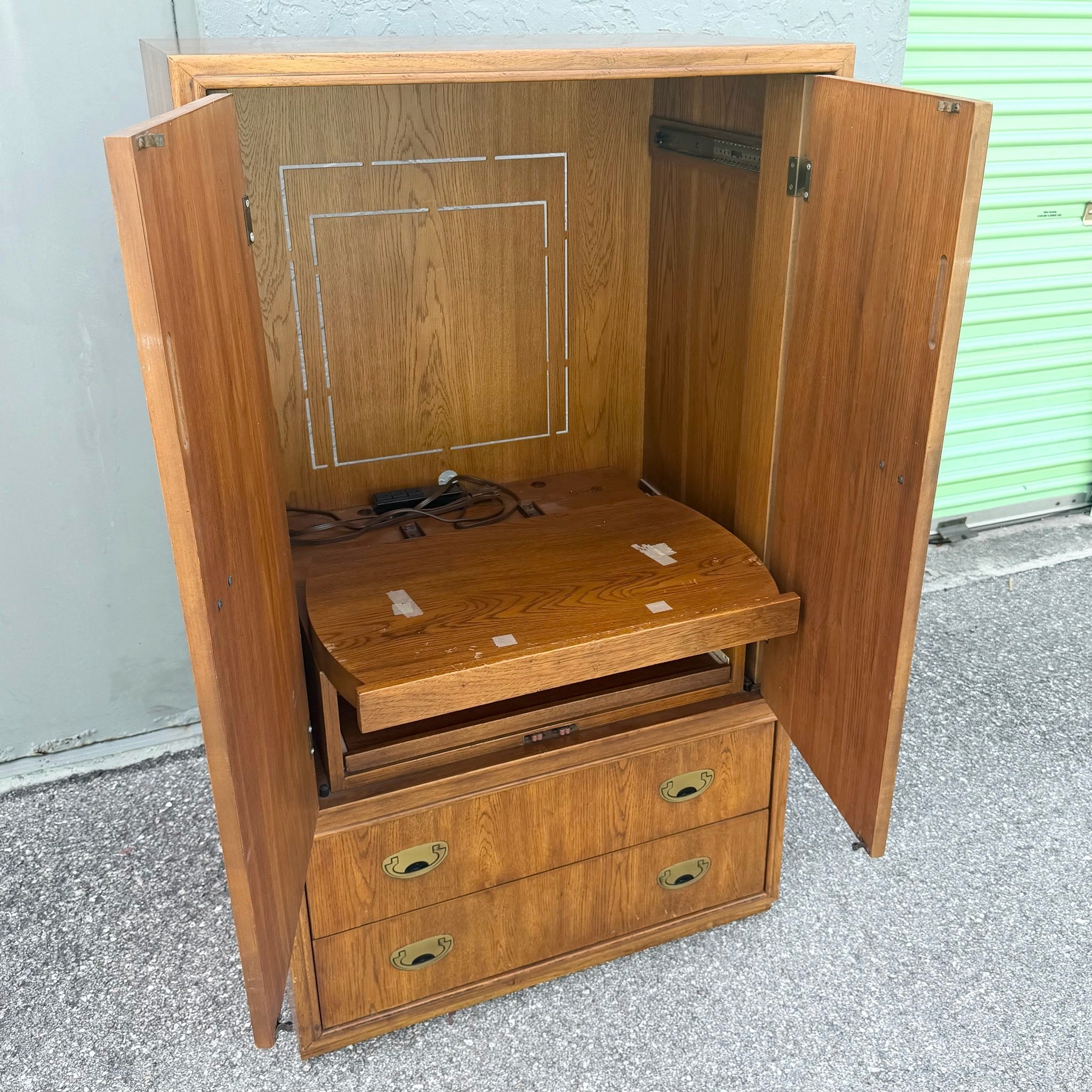 Drexel “Passages” Campaign Style Armoire Dolphin & Flamingo
